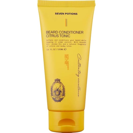 SEVEN POTIONS Beard Conditioner for Men Prevents Beard Itch and Dandruff Natural, Vegan, Cruelty Free (Citrus Tonic, 3.4 FL OZ)