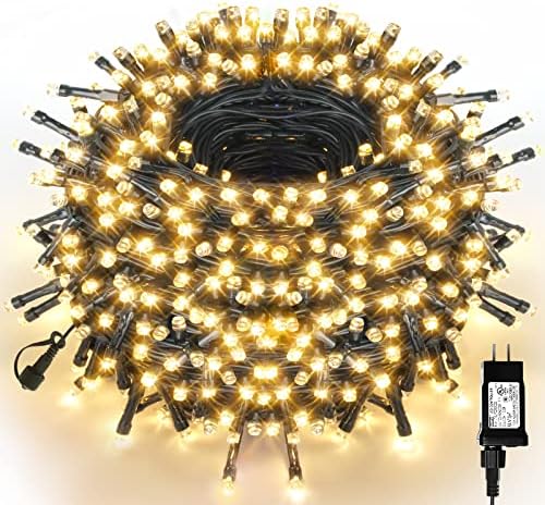 Christmas String Lights Outdoor Indoor Christmas Tree Lights UL Certified Memory Function with End-to End Plug 500LED, Warm White