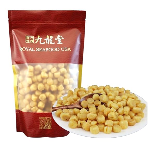 Royal seafood USA Premium Dalian Dried Scallops, sun-dried, 100% natural ,,,, (1 LB around 350pcs)
