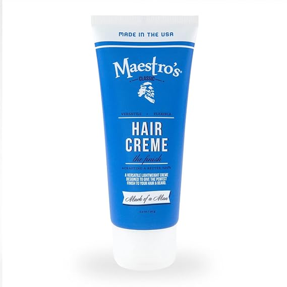 Maestro's Classic Hair Cream Mark of a Man Blend, 3.4 oz | Lightweight Mens Hair Styling Cream for Smooth Finish, Texture & Control | Barber-Approved Grooming Product