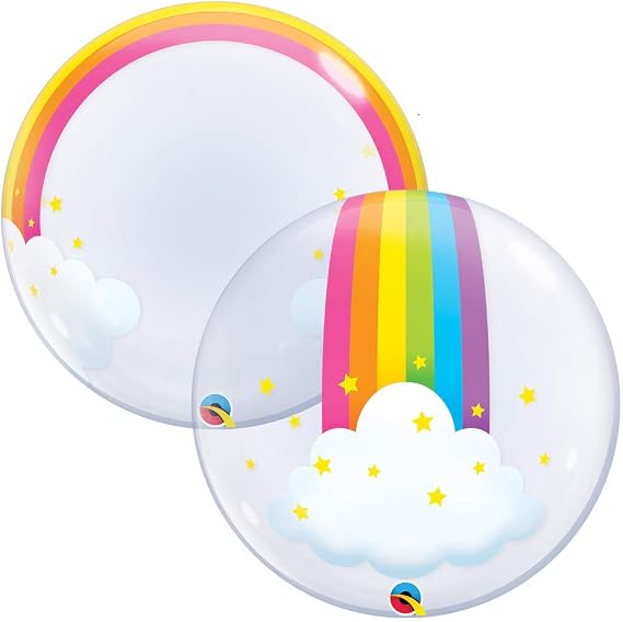 Qualatex 24" Deco Bubble-Rainbow Clouds Foil Balloon, Multicolor