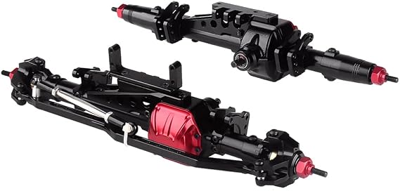 INJORA Complete Metal RC Car Front Rear Axle for 1:10 RC Rock Crawler Axial Wraith 90018 90020 90045 RR10 90048 90053 (Black)