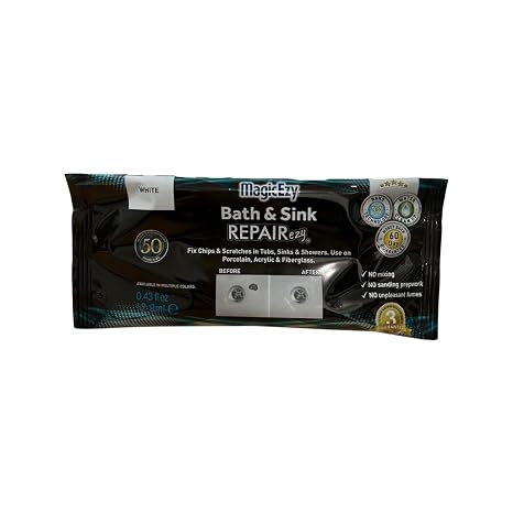 MagicEzy Bath & Sink RepairEzy - Professionally and Easily Touch- Up Cracks, Chips, and Scratches on Ceramic, Porcelain, and Fiberglass Sink, Bathtub, and Toilet - White