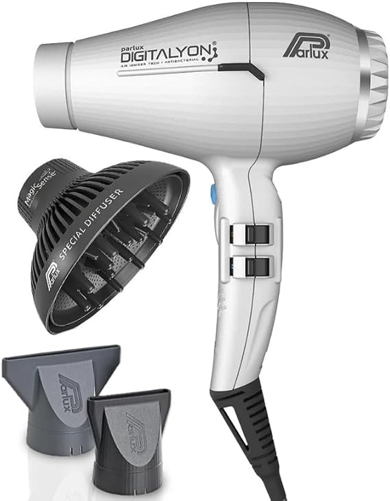 Parlux Digitalyon Hair Dryer with Magic Sense Diffuser - Silver