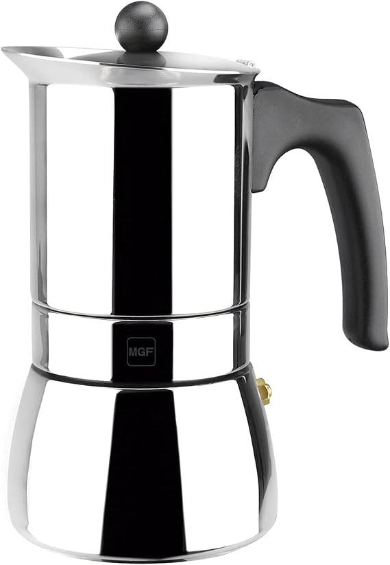 Magefesa Genova - Espressokocher für 10 Tassen 500 ml Edelstahl 18/10 Ergonomischer Griff Energiesparend Für Alle Herdarten Geeignet Induktionsgeeignet