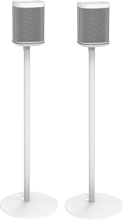 ynVISION.DESIGN Floor Stand for Sonos One, SL, Play:1, 2 Pack, White | Fixed height floor stand for Sonos One, One SL, Play:1, sold as a pair of two stands, 28.2" Tall, Built in Cable Management