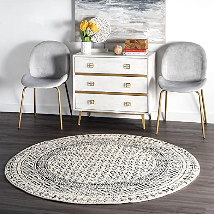 nuLOOM Claudia Diamond Tassel Accent Rug, 4 Round, Ivory