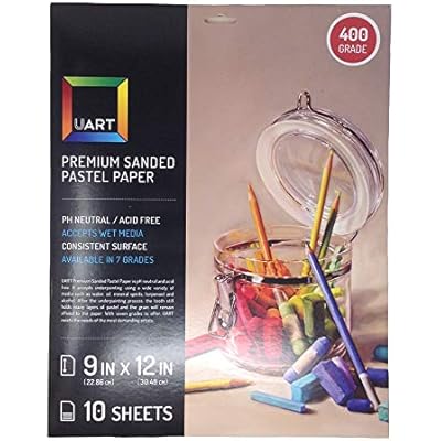 Uart Sanded Pastel Art Paper, Off-White, Mulitple Sizes and Grits, 10 Sheet Packs Grade 400, 9 x 12