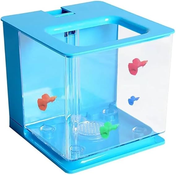 Acrylic Aquarium, Plexiglass Gravity Self-Cleaning Fish Tank, Small Desktop Acrylic Betta Fish Tank, Mini Tabletop Aquarium/Fish Bowl, No Water Change Required, for Office, Living Room,Black