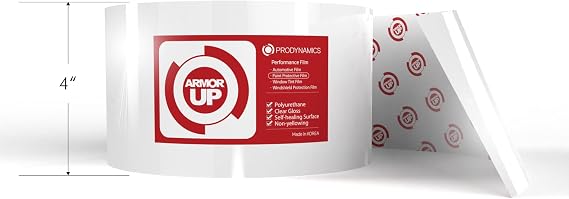 [ARMOR UP] 4"x72" Clear Car Paint Protection Film- 6-mil TPU Protector Wrap for MTB Bike Frame, Bumper, Headlight - Non-Yellowing, UV Protection, Self-Healing, Hydrophobic Top Coat - Car Accessories -