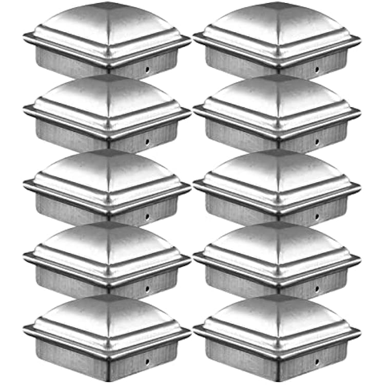 Fence Post Caps, 10Pcs Galvanized Steel Post Caps Flat, Durable Heavy Duty Deck Protective Cover for Lawn Yard,100x100cm