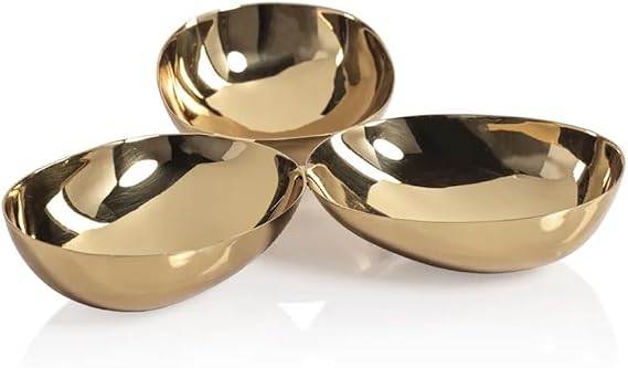 Zodax Sets of Polished Triangular 3-Bowl Cluster for Appetizers or Sauces