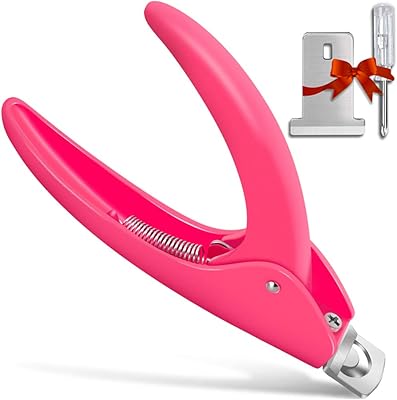 Belleboost Nail Tip Clipper Edge Cutter Adjustable Stainless Steel False Artificial Acrylic Fake Trimmer Manicure Pedicure Sharp Rustproof Blade Clip Tool for Salon Home Art,DIY Use Acrylic Pink