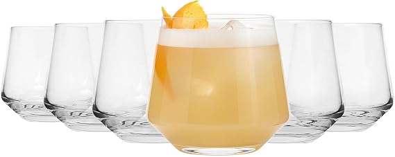 Argon Tableware Soho Crystal Tumbler Glasses 300ml - Pack of 6, Lead-Free Crystal Drinking Glass Set, Modern Angular Design, Thick Weighted Base, Gift Boxed Glassware for Home & Bar