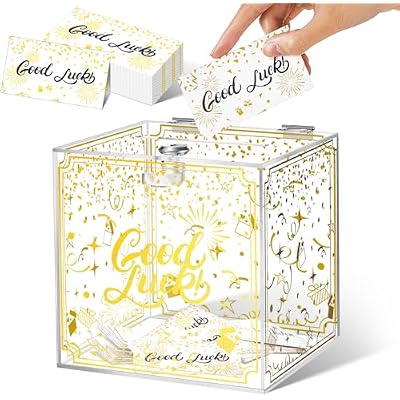 Geyoga Acrylic Donation Box with Lock 100 Pcs Raffle Ticket 6 x 6 x 6 Inch Clear Ballot Suggestion Box with Slot for Voting Contest Carnivals Collecting Donations