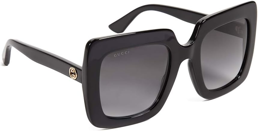 Gucci Unisex - Adult GG0328S-001-53 Sunglasses, Shiny Black, 53, Glossy Black, 53