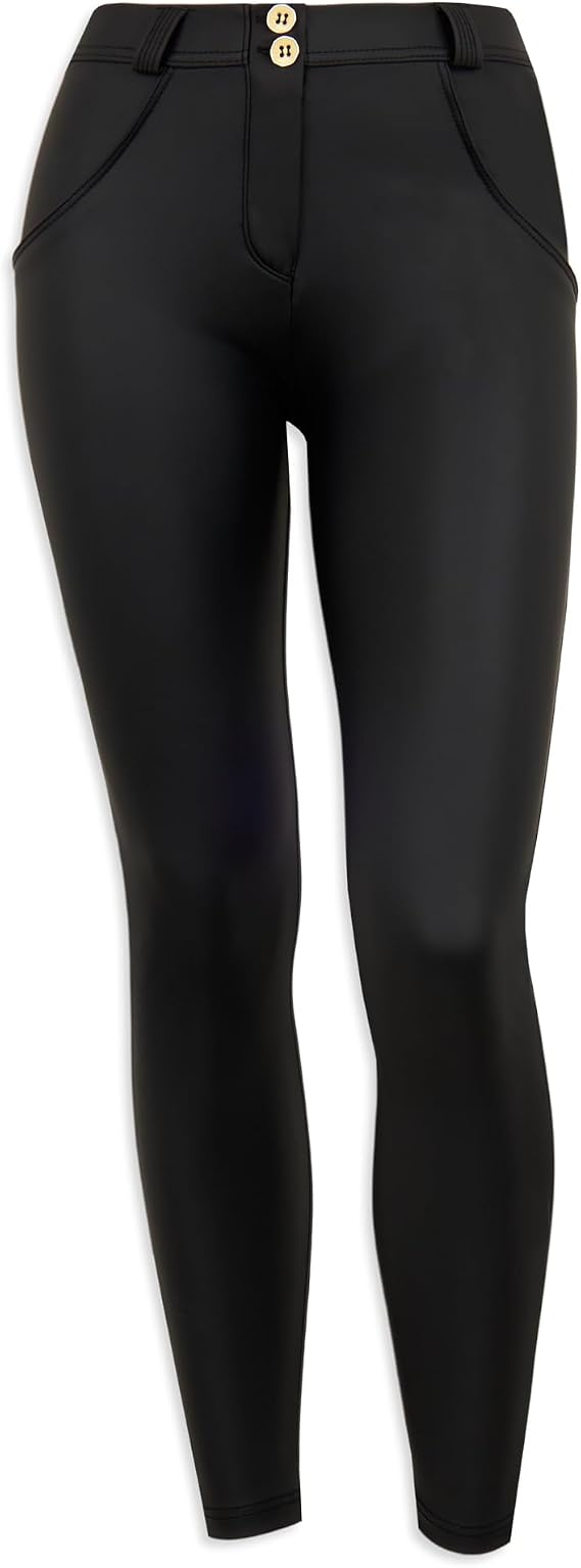 FREDDY WRUP Faux Leather - Mid Rise - Full Length - Black