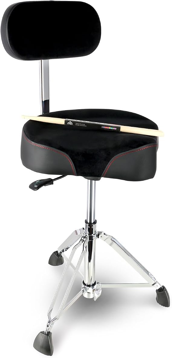 EASTROCK Drum Throne with Backrest,Heavy Duty Drum Stools Height Adjustable Motorcycle Style Hydraulic Drum Seat Drum Chair for Adult Drummer(Black)