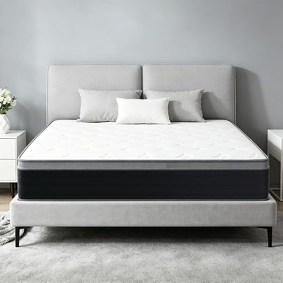 Queen Size Mattress in a Box, 10 Inch 60x80 Inch Pocket Coil Mattress, Soft Hotel Standard Queen Bed Mattress, Quiet Supportive Mattress for Bedroom Guest Room