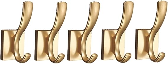 Coat Hook Hooks Heavy Duty Wall Hooks 5-Pack Coat Hooks,for Hanging Coat, Hat,Towel Robe Hook Rack Wall Mount Coat Hanger (Color : Gold)