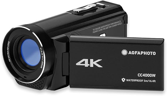Kodak AgfaPhoto 4K Su Altı Video Kamera | Su geçirmez, 3 inç dokunmatik ekran, 18x dijital zoom, video 2.7K, fotoğraf 24 MP, uzaktan kumanda, LED, lityum pil