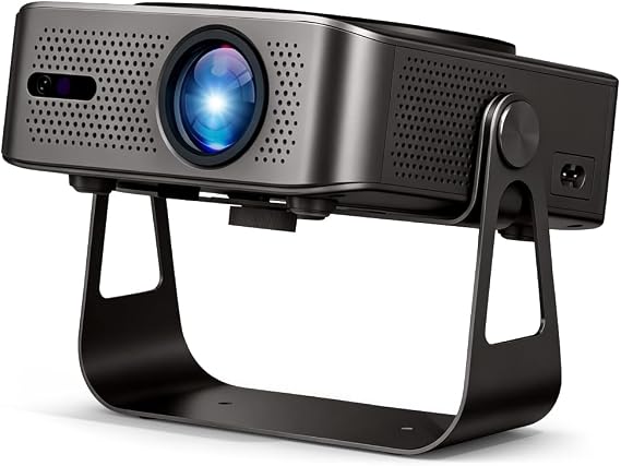 Ultra HD Smart PTZ Mini Projector, Auto Focus & Keystone, 4K Support, Native 1080P, Portable Outdoor Projector 360Adjustable Stand, For Netflix For YouTube, Home Theater Gaming Party Black