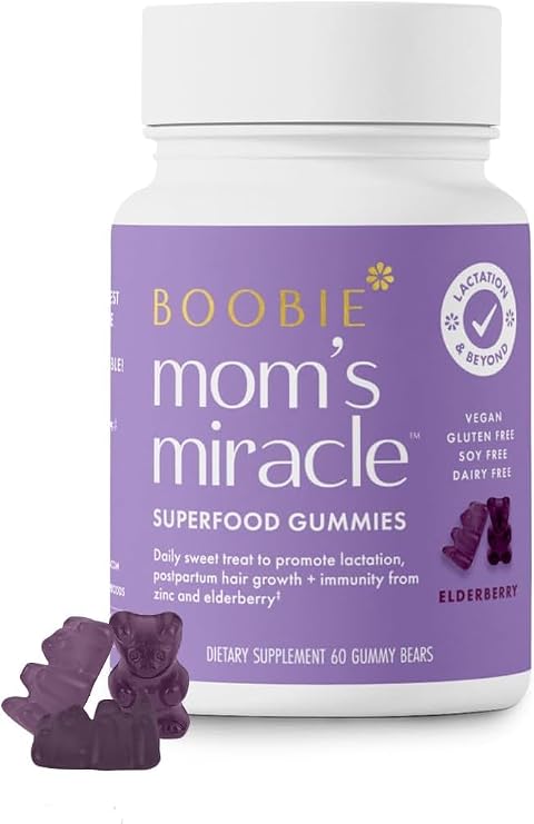 Boobie Moms Miracle Lactation Support Gummies | Milk & Hair Booster - 60 Ct