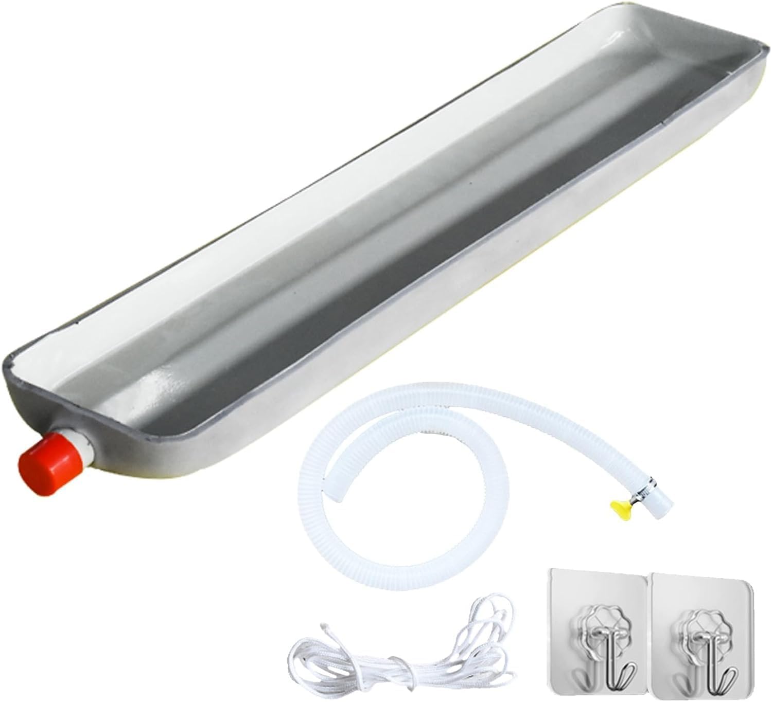 Galvanized Air Conditioner Drip Pan, Central Air Conditioning Fan Coil Drain Pan, Air Conditioner Drip Tray with Drain Pipe, for Window Ac and Split Air Conditioner Heat Pumps