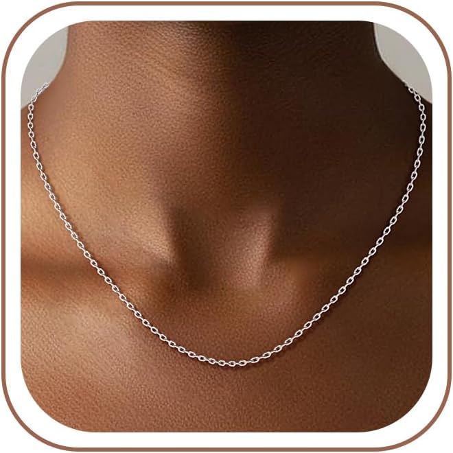 925 Sterling Silver Chain for Women-Diamond Cut 1.1mm Cable Chain