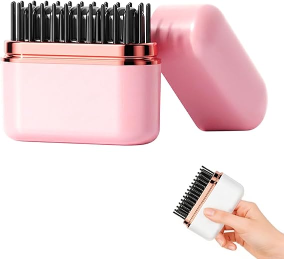 Mini Hair Straightener, Rechargeable Wireless Portable Cordless Hair Straightener Brush, Rechargeable Straightening Comb with 3 Temp & Auto Off for Women for Home Travel (Pink)