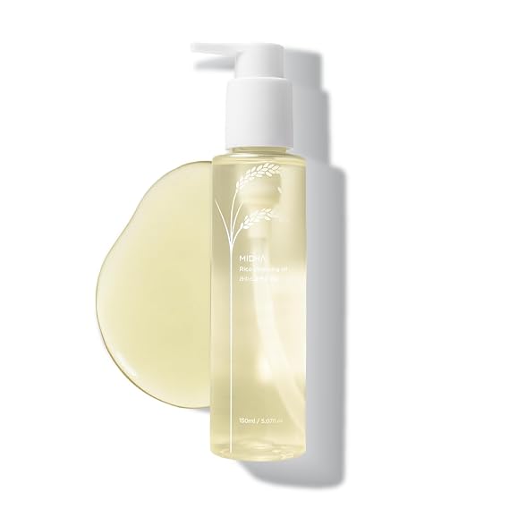 MIDHA Rice Bran Cleansing Oil, Gentle Makeup Remover for Face, Deep Pore Cleanser, Sebum Control, Hydrating Facial Cleanser, Safe for All Skin Types, Korean Skin Care, 6.76 fl. Oz