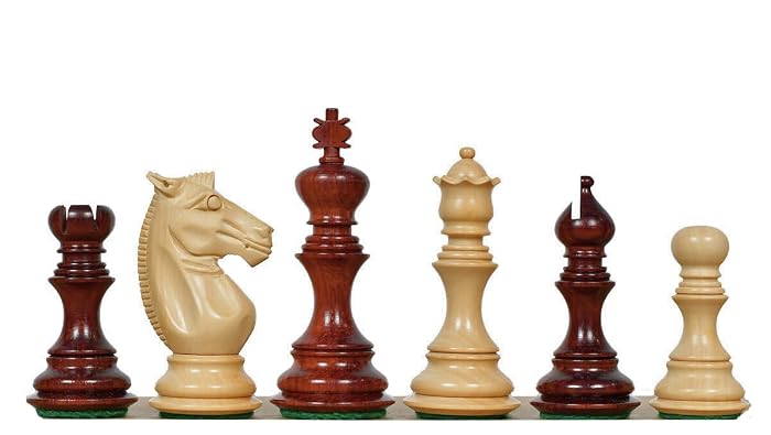Meghdoot Staunton Series Wooden Chess Pieces in Bud Rosewood & Boxwood 3.2" King Handcrafted, Weighted & Felted Artistic Staunton Design