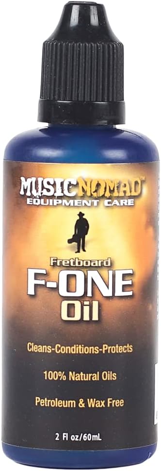 MusicNomad F-ONE Fretboard Oil Cleaner & Conditioner 2 oz (MN105) | Cleans and Conditions Unfinished Rosewood, Ebony and Dark Wood Fretboards with a Natural Oil Blend.
