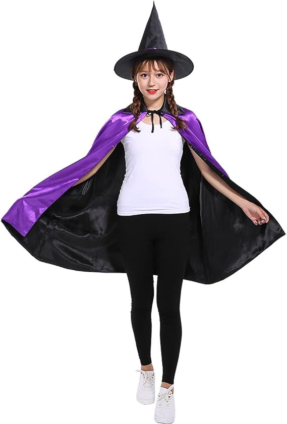 SZCXTOP Halloween Witch Reversible Cloak with Hat Cosplay Cape Costumes