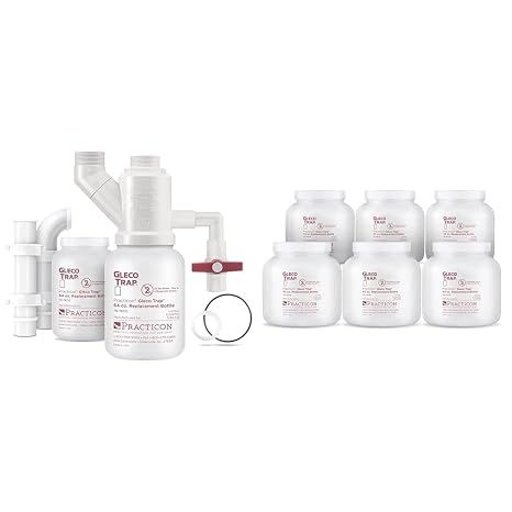 Practicon Gleco Trap System, Clay & Plaster Sink Trap Kit, 64 oz. & Gleco Trap 43 oz. Replacement Bottles for Clay & Plaster Sink Trap, Pack of 6