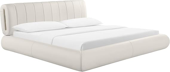 Tov Furniture Karol Cream Vegan Leather Queen Bed