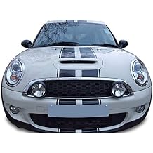 Decal Sticker Graphic Front to Back Stripe Kit Compatible with Mini Cooper S John Cooper Works (Black)