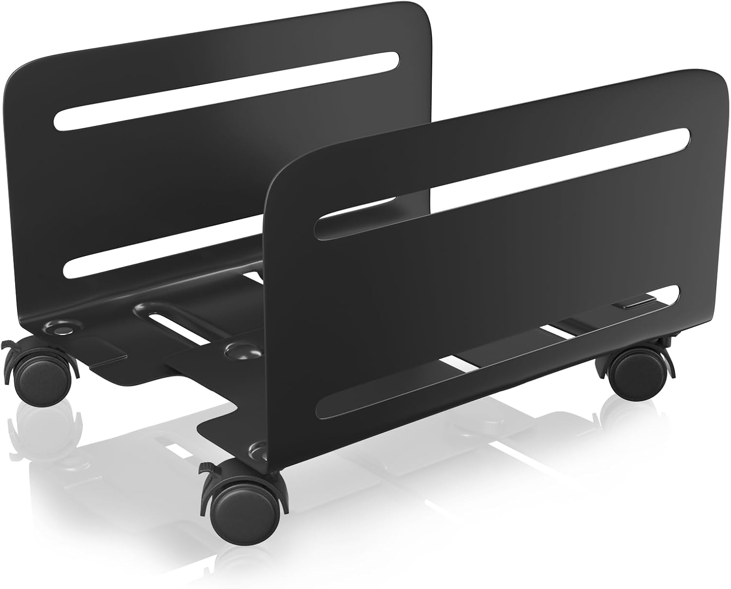 AGPTEK CPU Stand, Mobile Computer Tower Holder with 2 Locking Wheels and 2 Caster Wheels, CPU Steel Rolling Mount for Desktop Tower, Width Adjustable Black