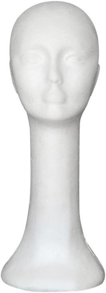Bluelans Female Styrofoam Mannequin Head, White Foam Wig Head Display, Styrofoam Foam Mannequin Wig Head Stand Model Foam Head for Hats Wigs Sunglasses Halloween Decoration (Long Head)