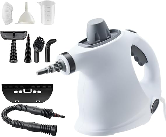 Saker Steam Cleaner for Home 2026 Plus| Handheld Portable Steamy Clean for Car,Bathroom,Kitchen,Furniture,Couch,Carpet,Tile Cleaning|Multiple Nozzles Kit|Chemical-Free (1Set+1Fiber Cloth)
