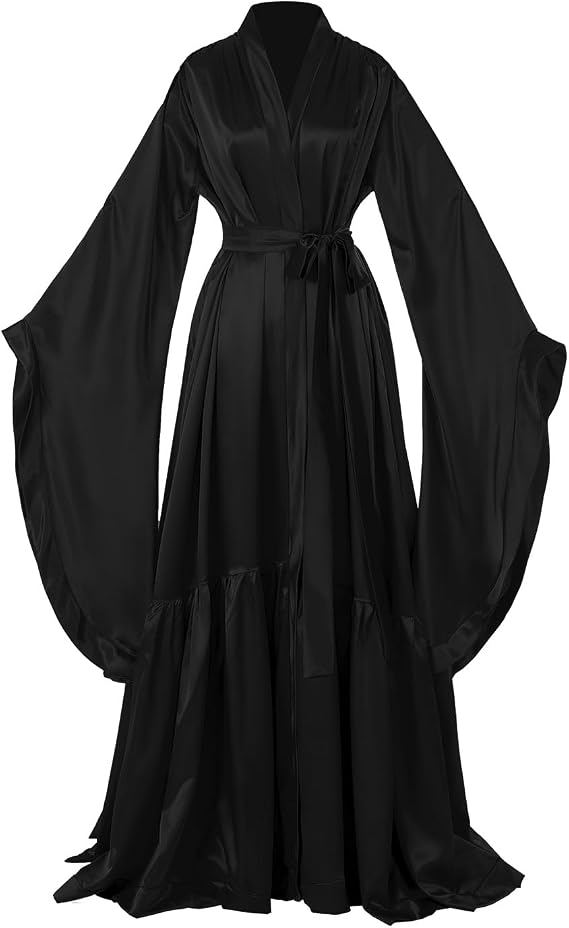 Women's Bridal Robes Old Hollywood Maternity Photoshoot Silk Bathrobe Long Lingerie Cover Up Nightgown
