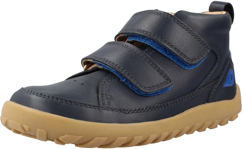 Bobux Kid+ Trek Boots Navy Leather Nubuck Double Straps Zero Drop Barefoot Fit