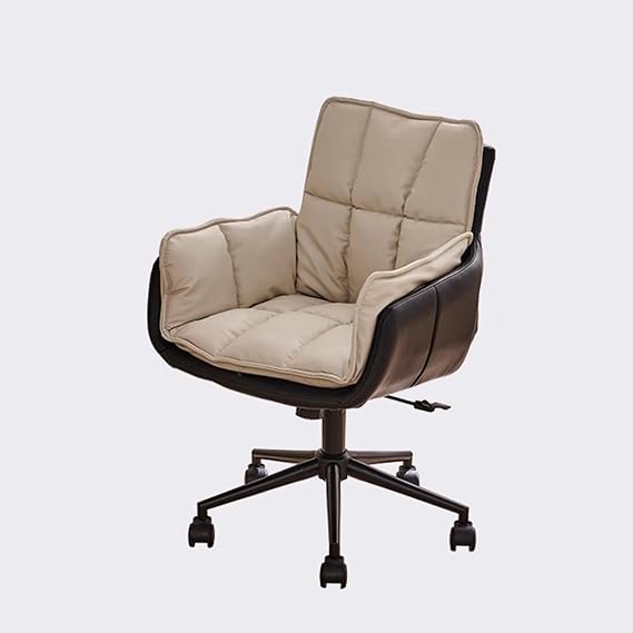 Leather 360° Swivel Rolling Desk Chair with Comfortable Backrest Adjustable Height Perfect for Study and Living Room LWX (Gray1 87CM)