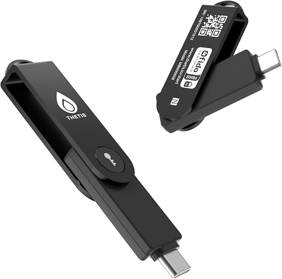 Thetis Pro-C FIDO2 (L2) Security Key Passkey Device with USB C & NFC, TOTP/HOTP Authenticator APP, FIDO 2.0 Two Factor Authentication 2FA MFA, Supports Windows/macOS/Linux/Gmail/Facebook/Dropbox