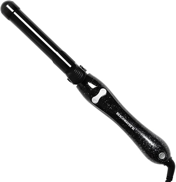 Beachwaver Black Glitter B1 Rotating Curling Iron | 1 inch (2.54 cm) Barrel for All Hair Types | Automatic Curling Iron | Easy-to-use Curling Wand | Long-Lasting, Salon-Quality Curls and Waves