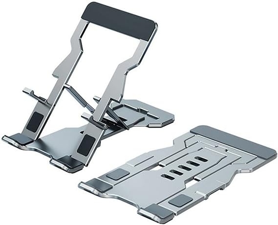 Aluminum Alloy Foldable Phone Stand, Portable Cell Phone Stand for Desk and Adjustable Height, Cell Phone Holder Cradle Dock Compatible Most of Phone