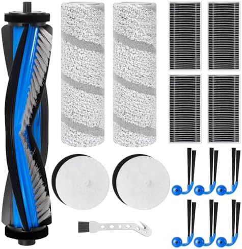 Accessories Kit for Ecovacs Deebot X11 OmniCyclone Robot Vacuum Replacement Parts, 1 Main Brush, 4 Filters, 2 Mopping Roller, 6 Side Brushes, 2 Filter Sponges, 1 Cleaning Brush