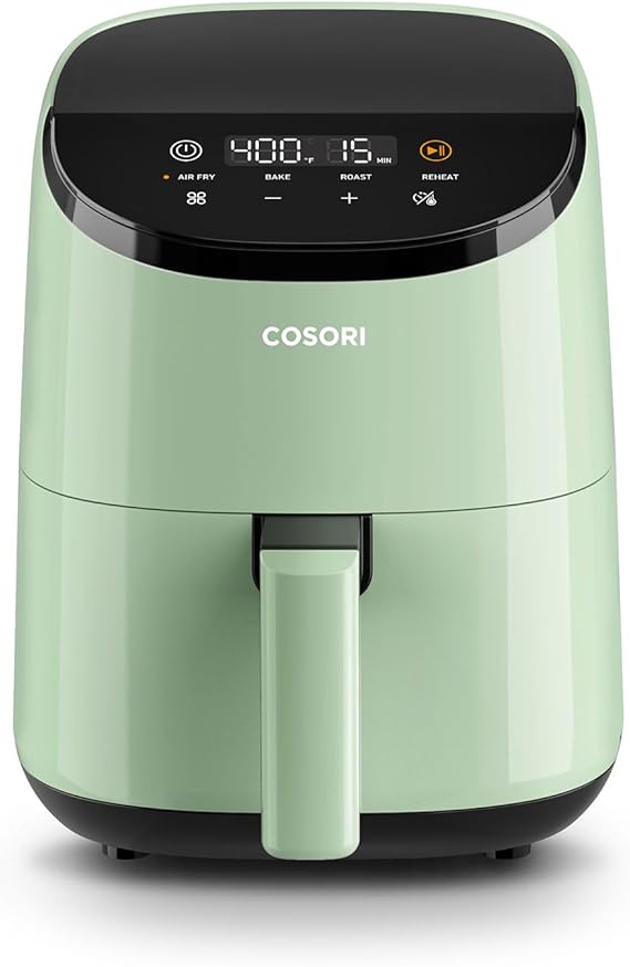 Cosori Lite 2.1 Qt Small Air Fryer, Ceramic Coating, 4-in-1, 97% less oil | Ideal for dorms, apartment, RVs, Quiet, Touch control, Air Fry, Bake, Roast, Reheat, Dishwasher-Safe Basket, Max 400F