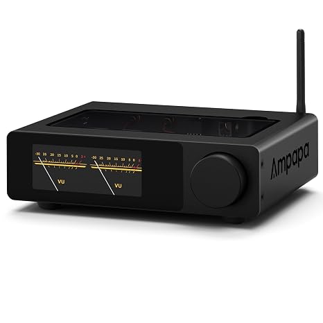 2 Channel Bluetooth Amplifier: HiFi 300W x2 Stereo Amplifier with BT 5.2 | HPF | Digital VU Meter | SUB Preout | TRS Balance Input | Tone Control & Remote for Home Theater Bookshelf Speaker D1