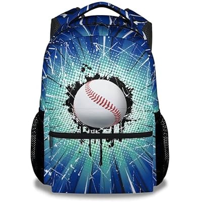 School Backpack for Kids, Baseball Boys Backpacks, 16 Inch Cool Blue Backpack for Preschool Elementary, Cute Lightweight Bookbag for Baseball Lovers Back to School